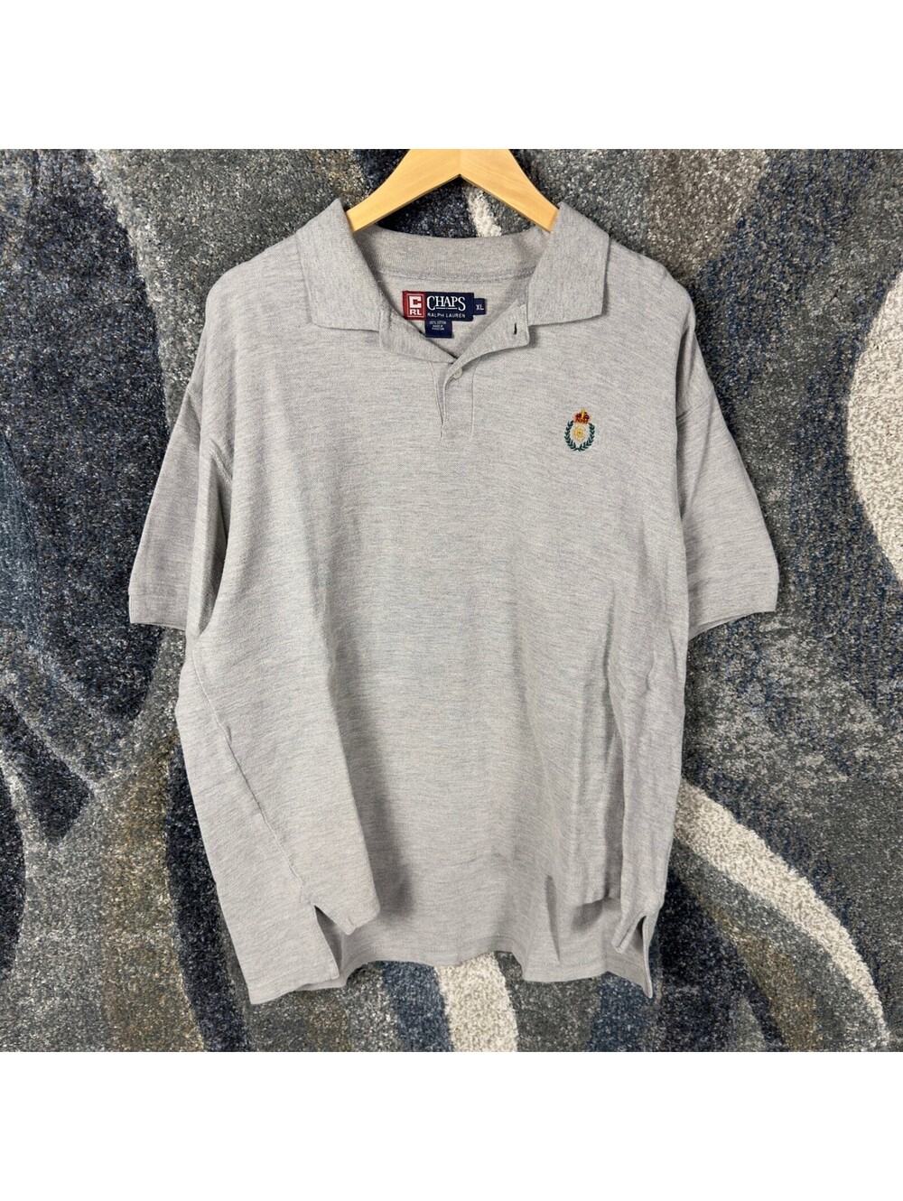Vintage Chaps Ralph Lauren Polo Mens XL Grey Pique Crest
